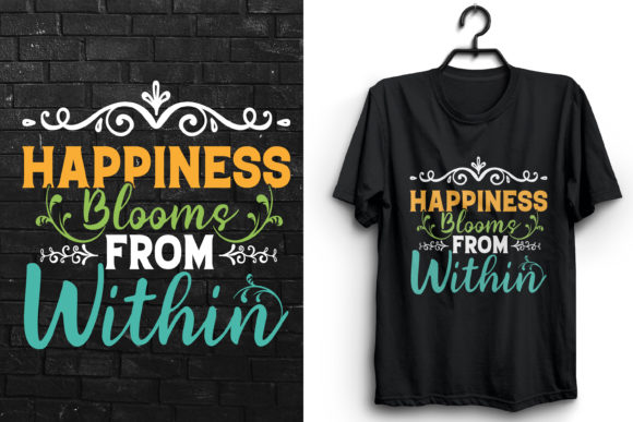 Happiness Blooms from Within - A Motivational Graphic Design Asset