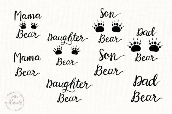 Mama Bear, Papa, Brother, Sister Graphics for Branding
